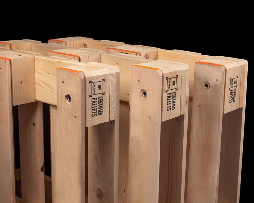 Wooden pallet with the Certified Pallets imprint